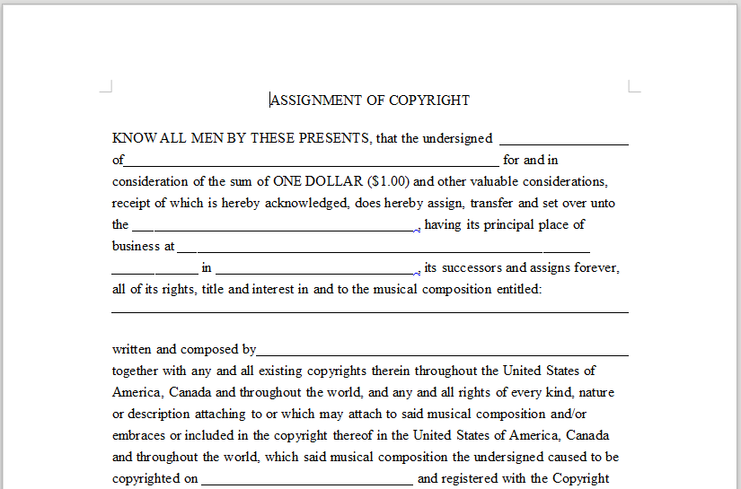 assignment of rights copyright