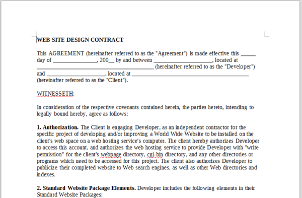 Contract - Web design